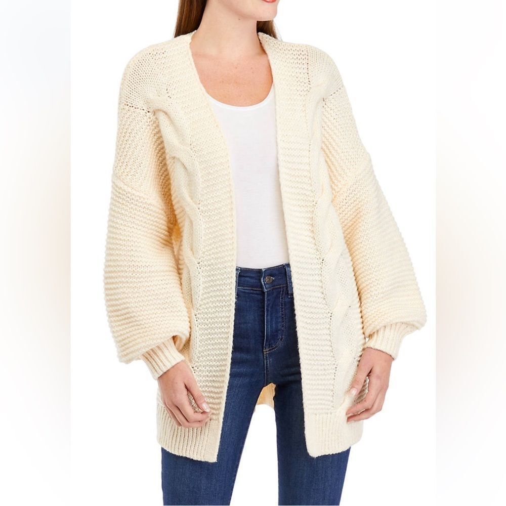 Wonderly Cream Cable Knit Cardigan Sweater Womens Large NWT